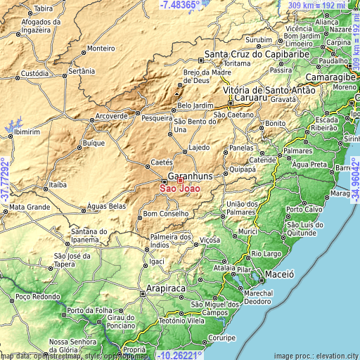 Topographic map of São João