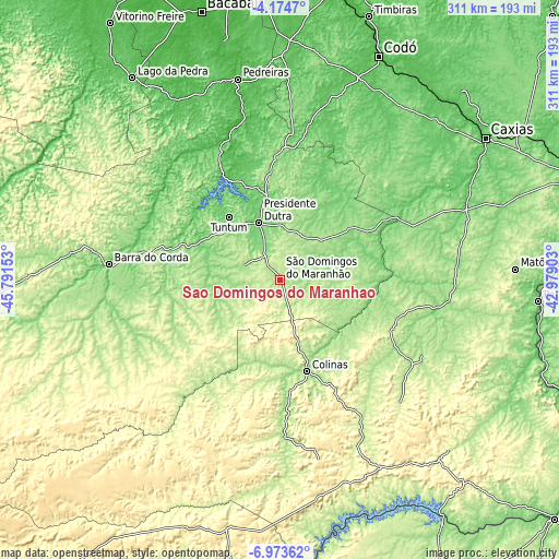 Topographic map of São Domingos do Maranhão