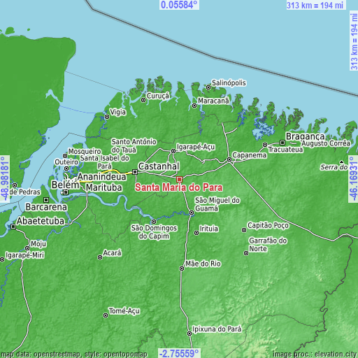 Topographic map of Santa Maria do Pará