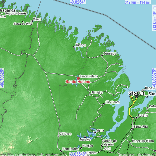 Topographic map of Santa Helena