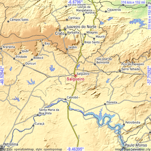 Topographic map of Salgueiro