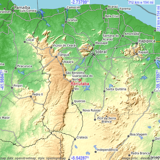 Topographic map of Reriutaba