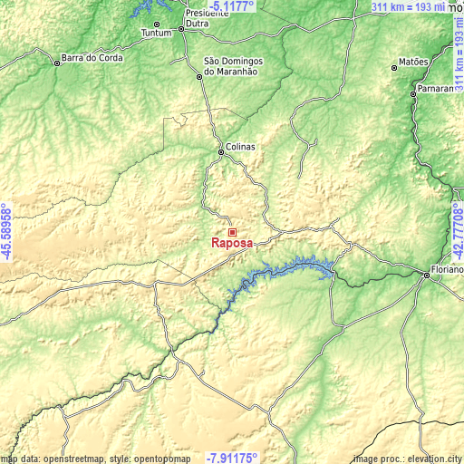 Topographic map of Raposa