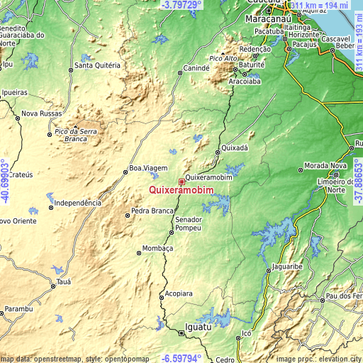 Topographic map of Quixeramobim