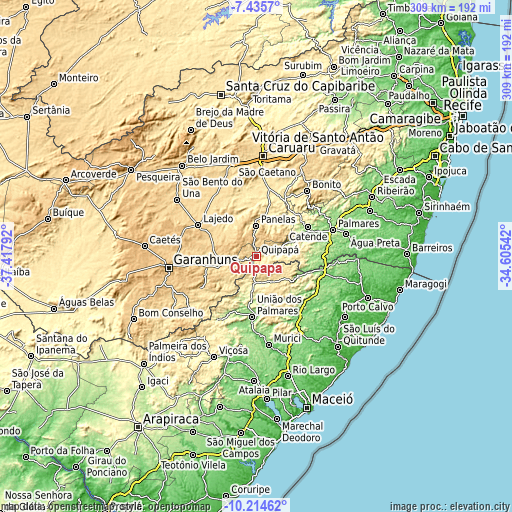 Topographic map of Quipapá