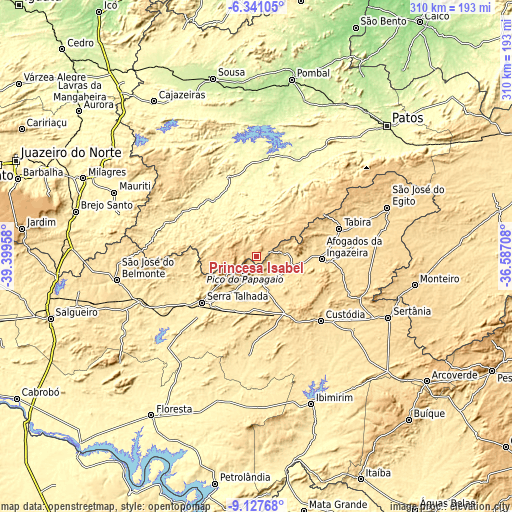 Topographic map of Princesa Isabel