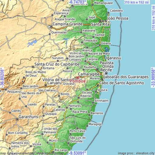 Topographic map of Pombos