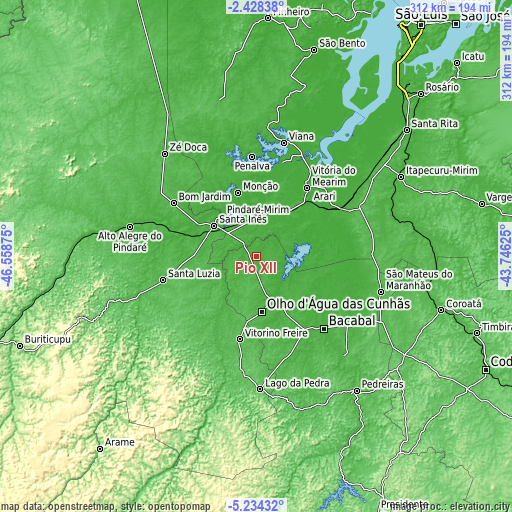 Topographic map of Pio XII