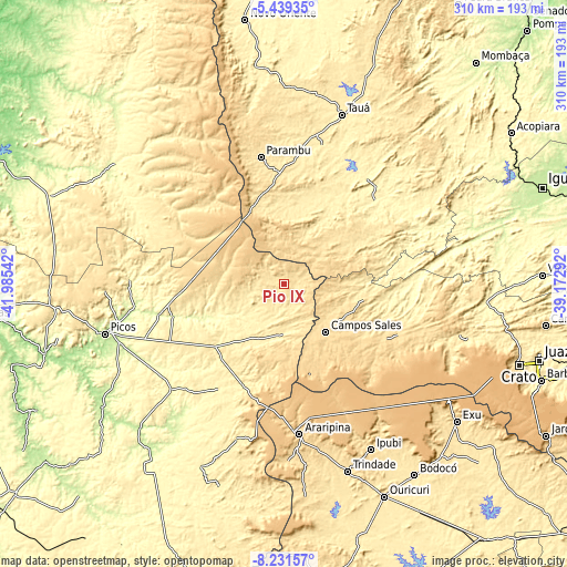 Topographic map of Pio IX