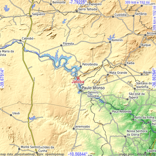 Topographic map of Jatobá