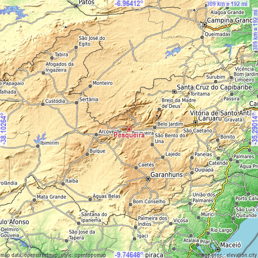 Topographic map of Pesqueira