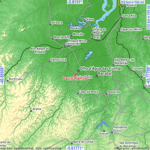 Topographic map of Paulo Ramos