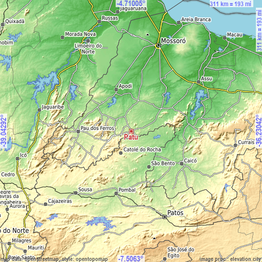 Topographic map of Patu