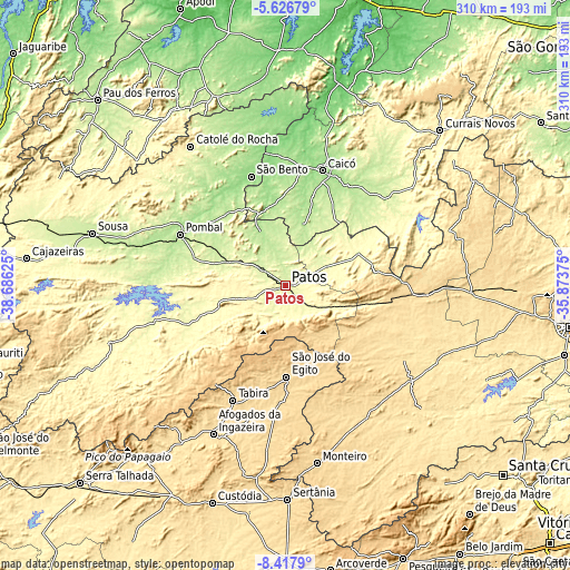 Topographic map of Patos