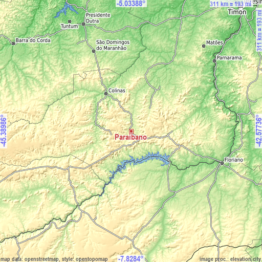 Topographic map of Paraibano