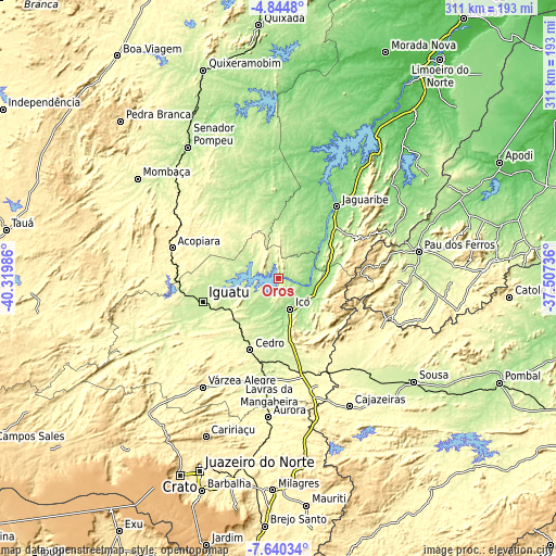 Topographic map of Orós