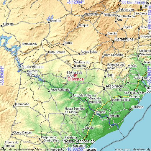 Topographic map of Olivença