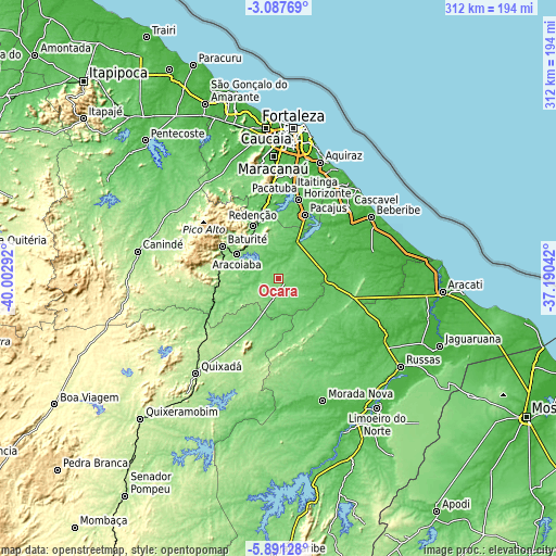 Topographic map of Ocara