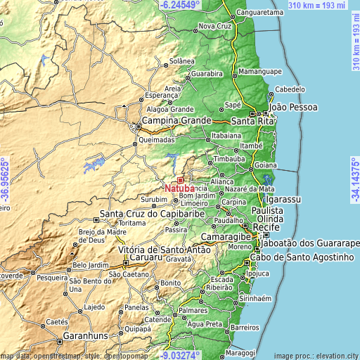Topographic map of Natuba