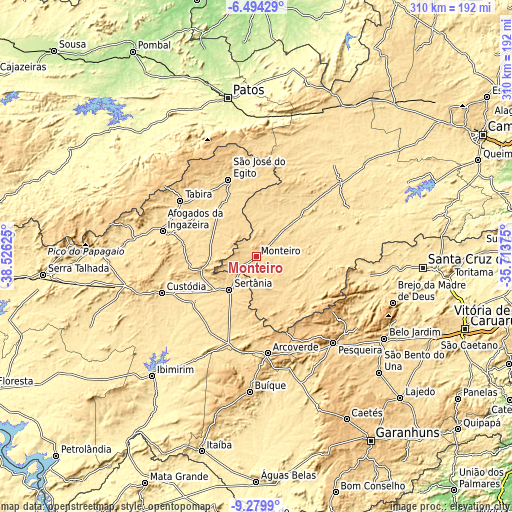 Topographic map of Monteiro