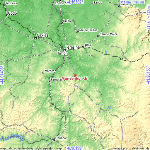 Topographic map of Monsenhor Gil
