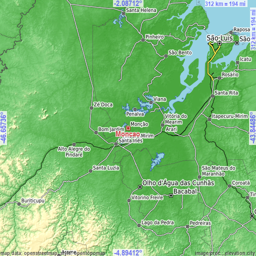 Topographic map of Monção