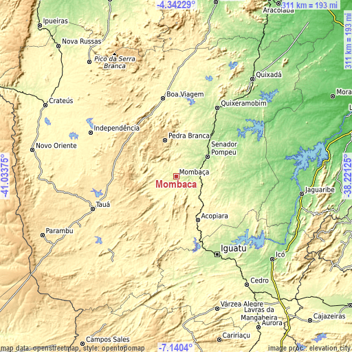 Topographic map of Mombaça