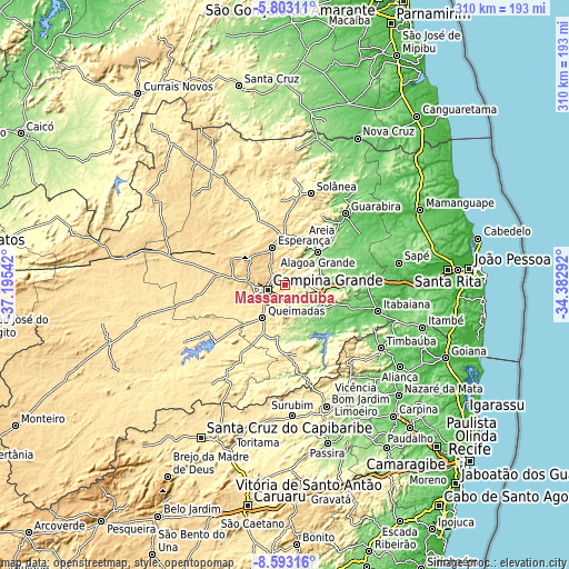 Topographic map of Massaranduba