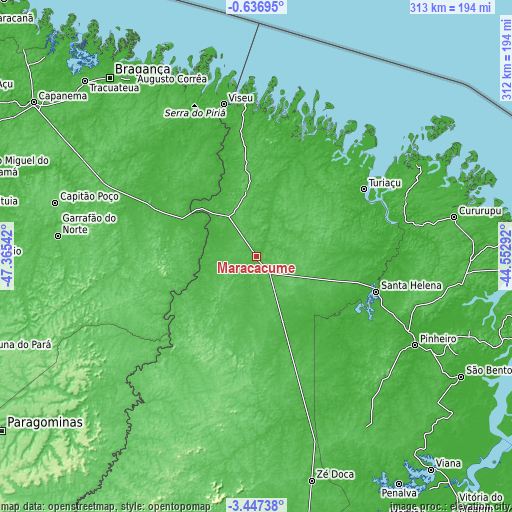 Topographic map of Maracaçumé