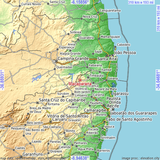 Topographic map of Macaparana