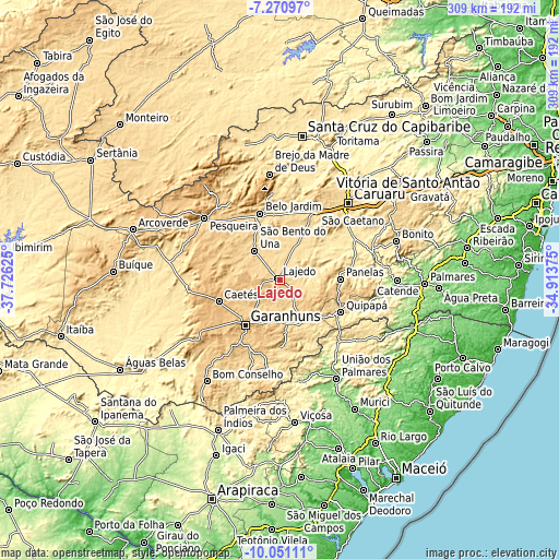 Topographic map of Lajedo