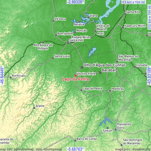 Topographic map of Lago da Pedra