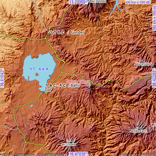 Topographic map of Debre Tabor