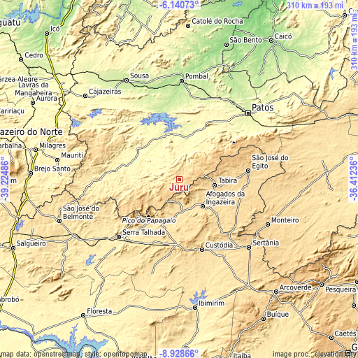 Topographic map of Juru