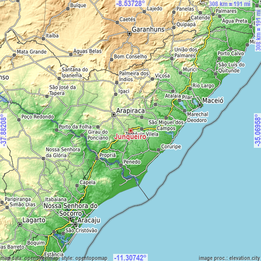 Topographic map of Junqueiro