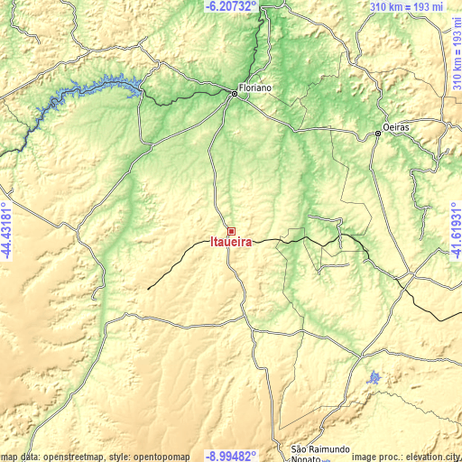 Topographic map of Itaueira