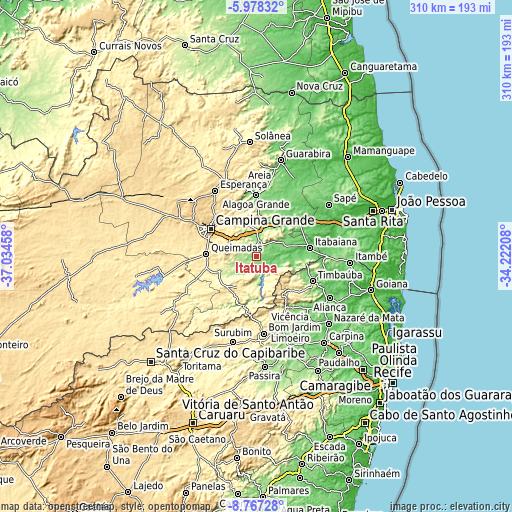 Topographic map of Itatuba