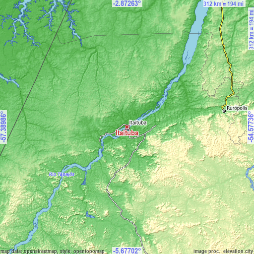 Topographic map of Itaituba