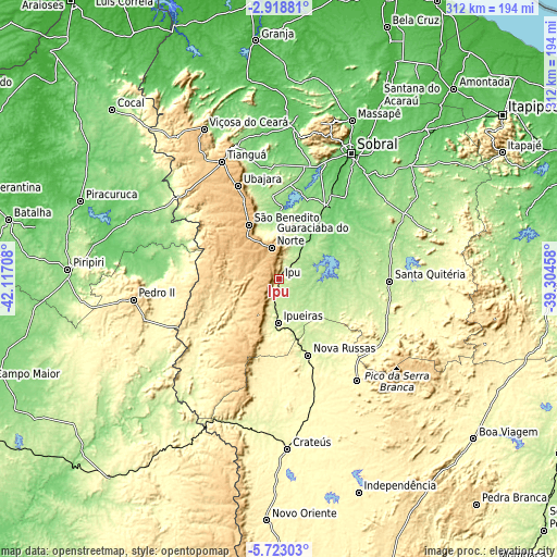 Topographic map of Ipu