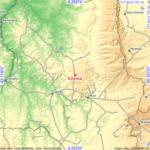 Topographic map of Inhuma