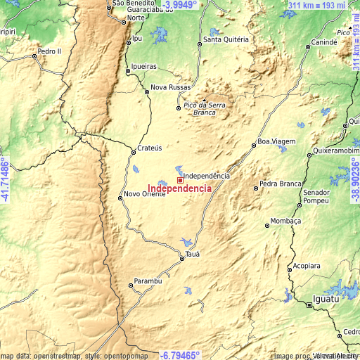 Topographic map of Independência