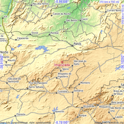 Topographic map of Imaculada