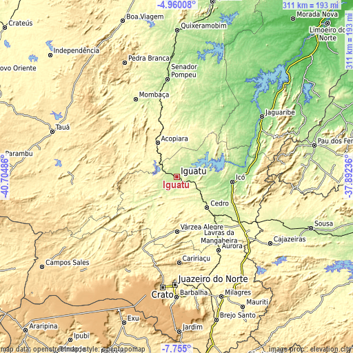 Topographic map of Iguatu