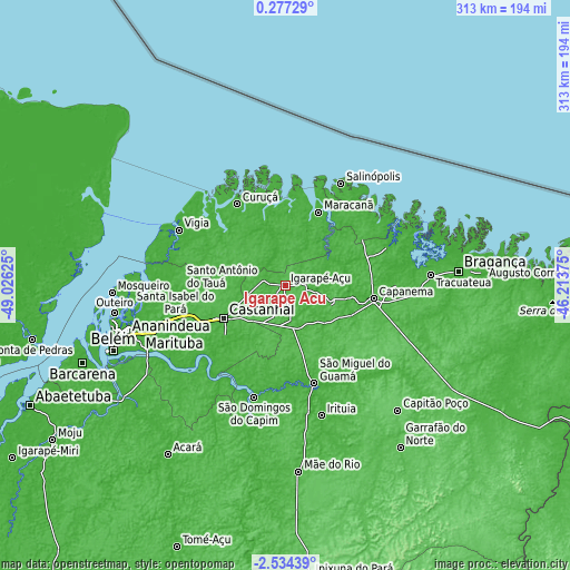 Topographic map of Igarapé Açu