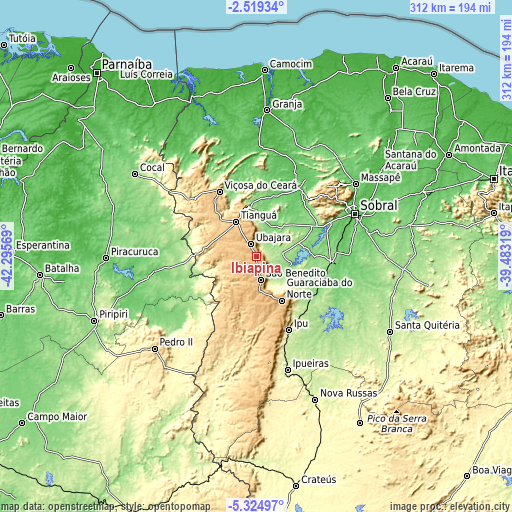 Topographic map of Ibiapina