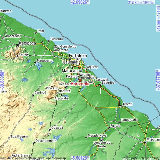 Topographic map of Horizonte