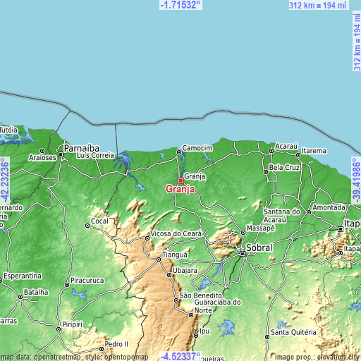 Topographic map of Granja