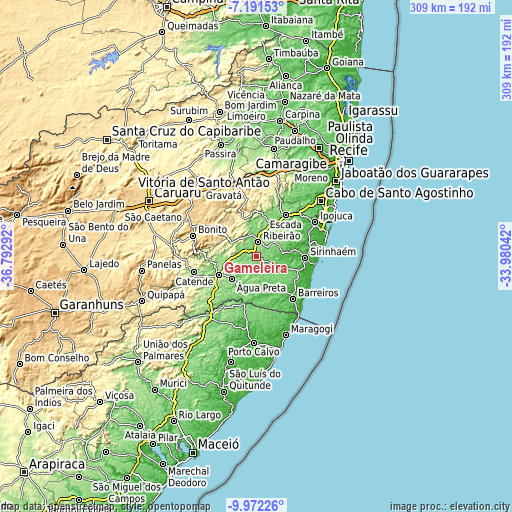Topographic map of Gameleira