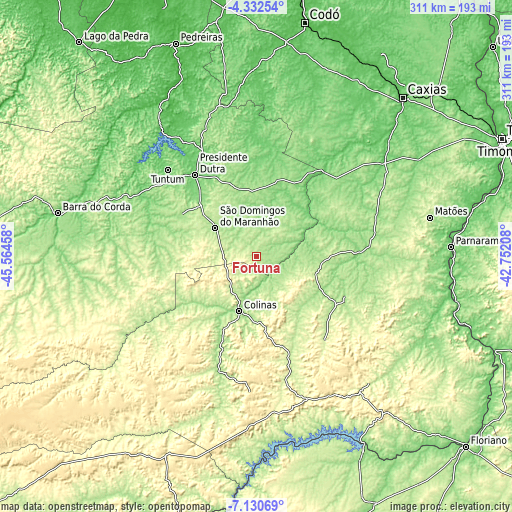 Topographic map of Fortuna