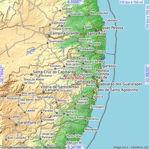 Topographic map of Feira Nova